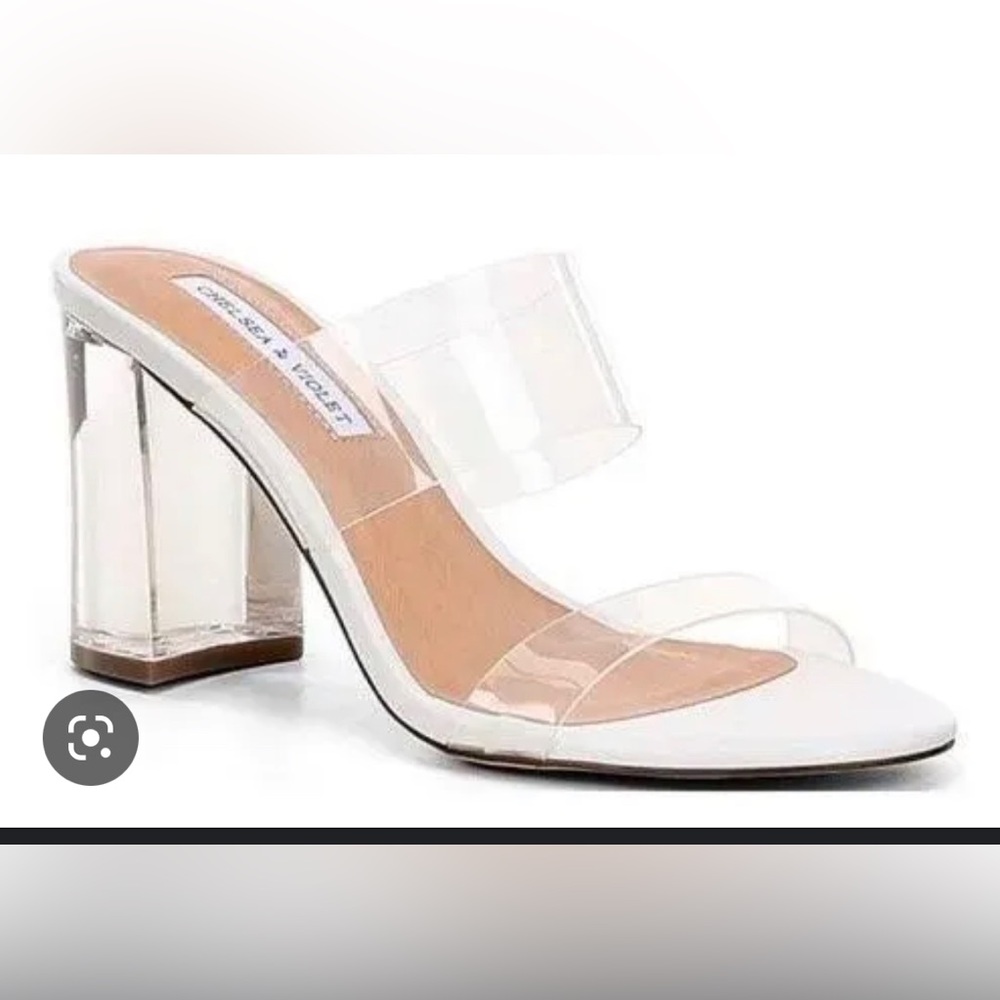 Chelsea & Violet chunky lucite clear heel size 8